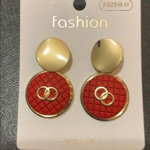 Fashion jewelry red circular circle earrings